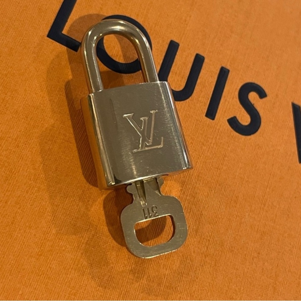 Louis Vuitton Gold & Silver Lock & Key Set and Black Tag Bundle